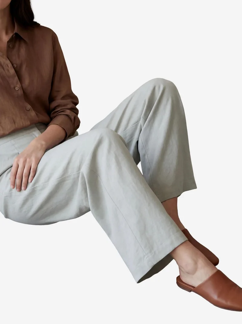 MY FASHION Sage Green MY FASHION Comfort Pleated Straight Leg Trousers for Women | Best Price UAE