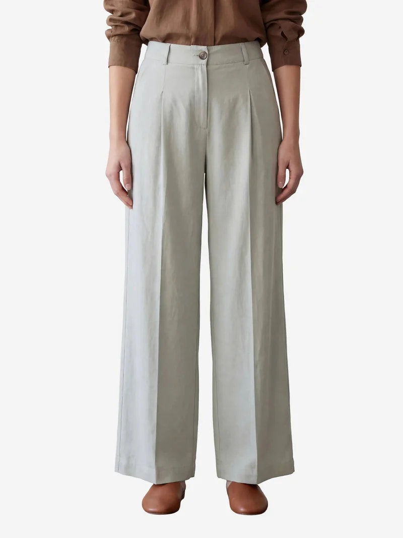 MY FASHION Comfort Pleated Straight Leg Trousers