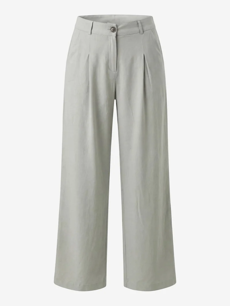 MY FASHION Sage Green MY FASHION Comfort Pleated Straight Leg Trousers for Women | Best Price UAE