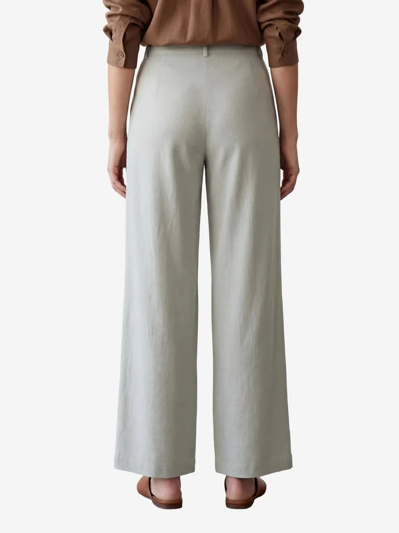 MY FASHION Sage Green MY FASHION Comfort Pleated Straight Leg Trousers for Women | Best Price UAE