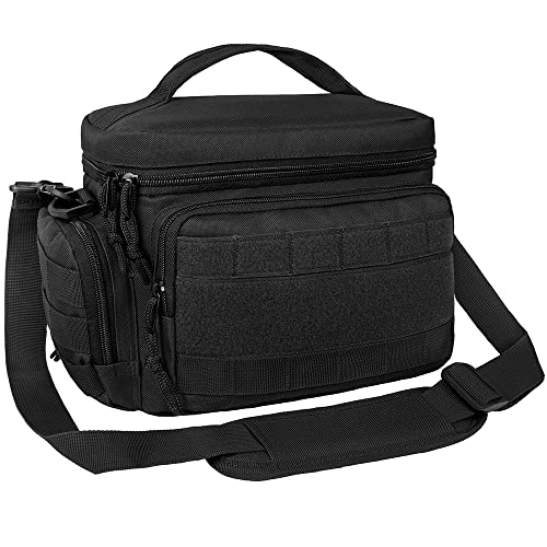 opux Tactical Lunch Box for Men, Black Mens Insulated Lunch Bag for Adult, Leakproof Soft Lunch Cooler with MOLLE Mesh Side Pockets, Multicam Heavy Duty Lunchbox Pail for Work Women, Medium 10 Cans - Image 1