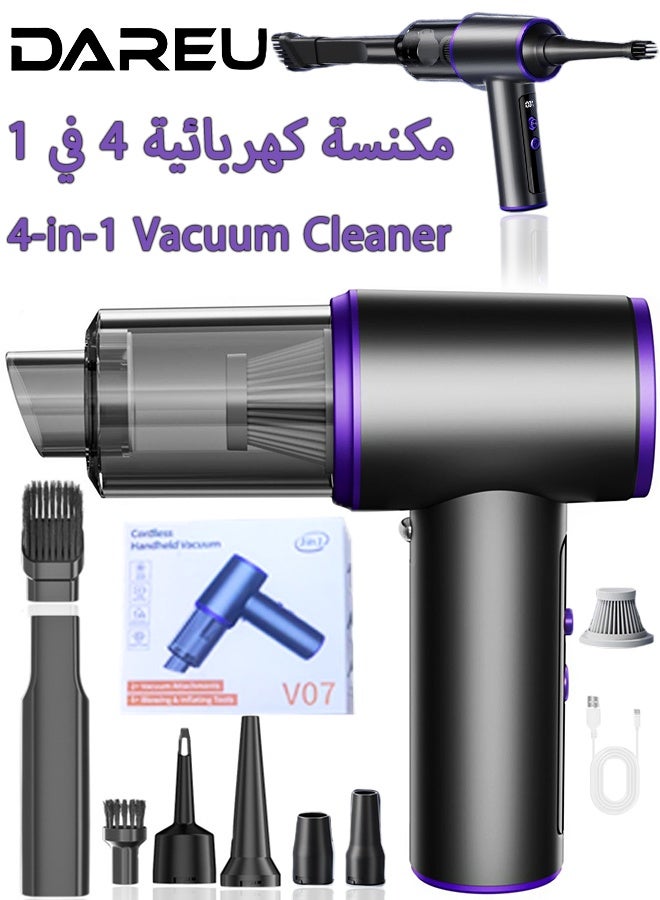 DAREU Cordless Handheld Vacuum Cleaner with 18000Pa Suction, 50000 RPM Motor, USB Type-C Rechargeable Mini Vacuum for Car, Home, Office, Blower & Inflator – 130ml Dustbin - Image 1