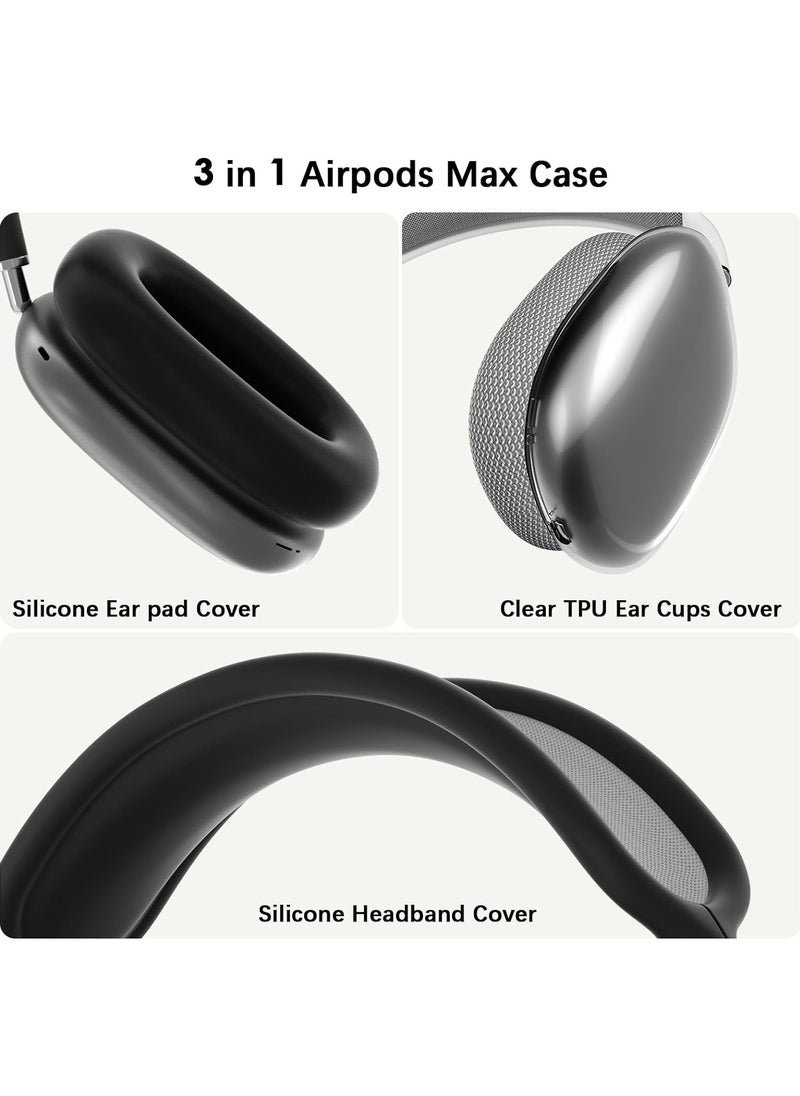 AROAQ - Clear Soft TPU Airpod Max Ear Cover, Silicone Cases Suitable for Apple AirPods Max 3-in-1 Headphones Anti-Scratch Ear Cups Cover Headband Cover and Ear Pad Protector Case Skin Accessories - Image 1