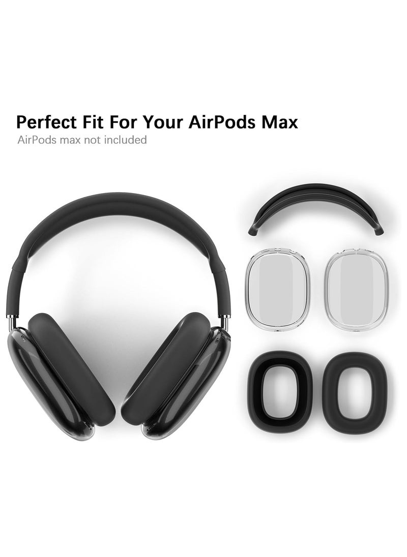 AROAQ - Clear Soft TPU Airpod Max Ear Cover, Silicone Cases Suitable for Apple AirPods Max 3-in-1 Headphones Anti-Scratch Ear Cups Cover Headband Cover and Ear Pad Protector Case Skin Accessories - Image 1