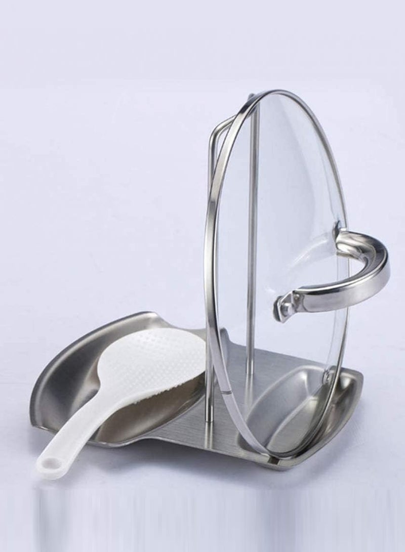 CATANES Kitchen Spoon Rest Pot Lid Holder Stainless Steel Pot Lid Stand Shelf Spoon Ladle Rest Kitchen Tool - Image 3