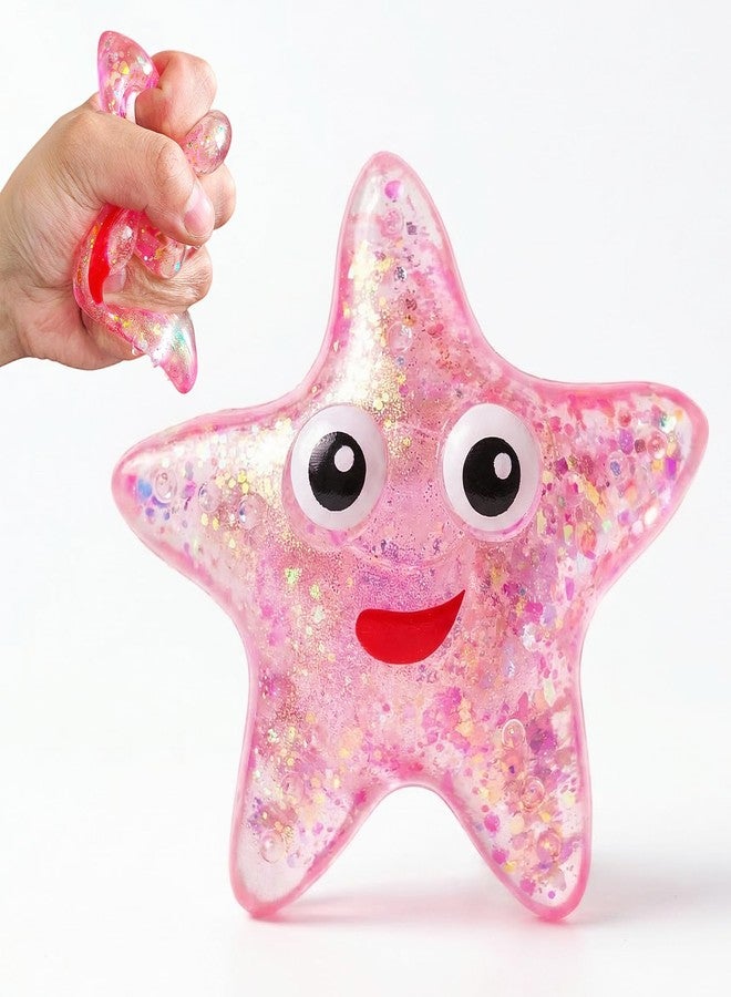 EVDERS 1Pcs Squishy Starfish Sugar Stress Balls Squeeze Fidget Toys for Girls and Boys Cute Anxiety Relief Starfish Toys Squishy Stress Balls for Kids and Adults Birthday Party Favors(Pink) - Image 1