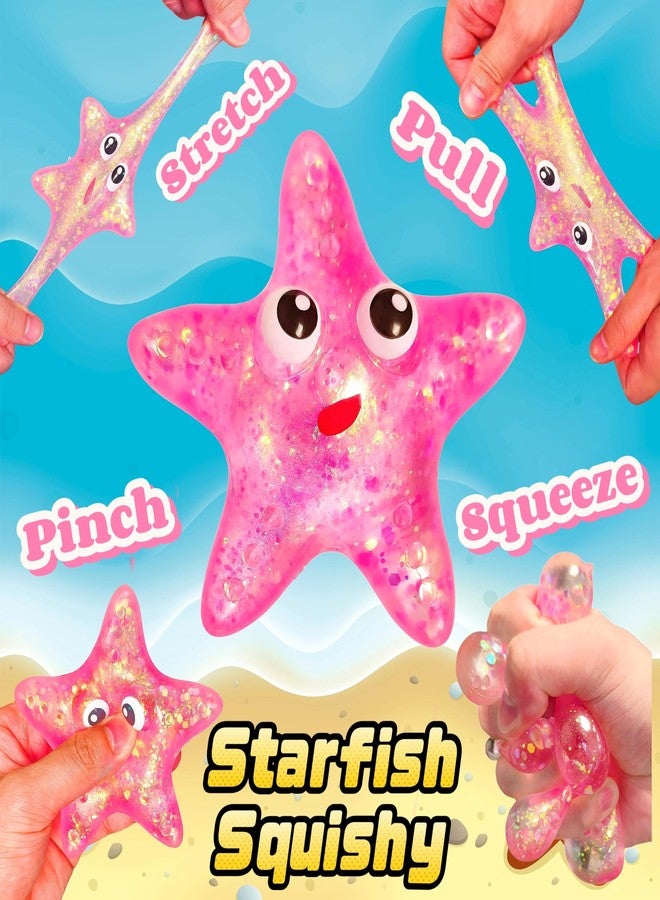 EVDERS 1Pcs Squishy Starfish Sugar Stress Balls Squeeze Fidget Toys for Girls and Boys Cute Anxiety Relief Starfish Toys Squishy Stress Balls for Kids and Adults Birthday Party Favors(Pink) - Image 3