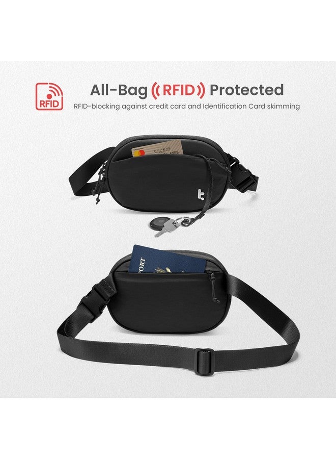tomtoc Belt Bag with RFID Blocking, 1.5L Cross Body Fanny Pack for Women Men, Sling Waist Bags with Adjustable Strap for Travel Walk, Black, 8.27 x 5.51 x 1.97 inches (1.5L) - Image 5