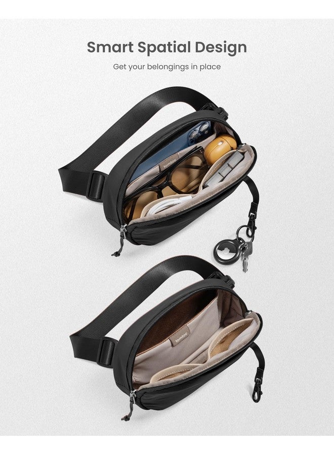 tomtoc Belt Bag with RFID Blocking, 1.5L Cross Body Fanny Pack for Women Men, Sling Waist Bags with Adjustable Strap for Travel Walk, Black, 8.27 x 5.51 x 1.97 inches (1.5L) - Image 4