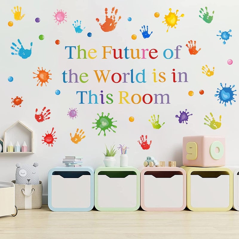 Sinekong Colorful Inspirational Quotes Wall Decals Vinyl Paint Splatter Handprint Wall Stickers Motivational Sticker Positive Saying Wall Decals for Classroom School Kids Bedroom Playroom Nursery Wall Decor - Image 4
