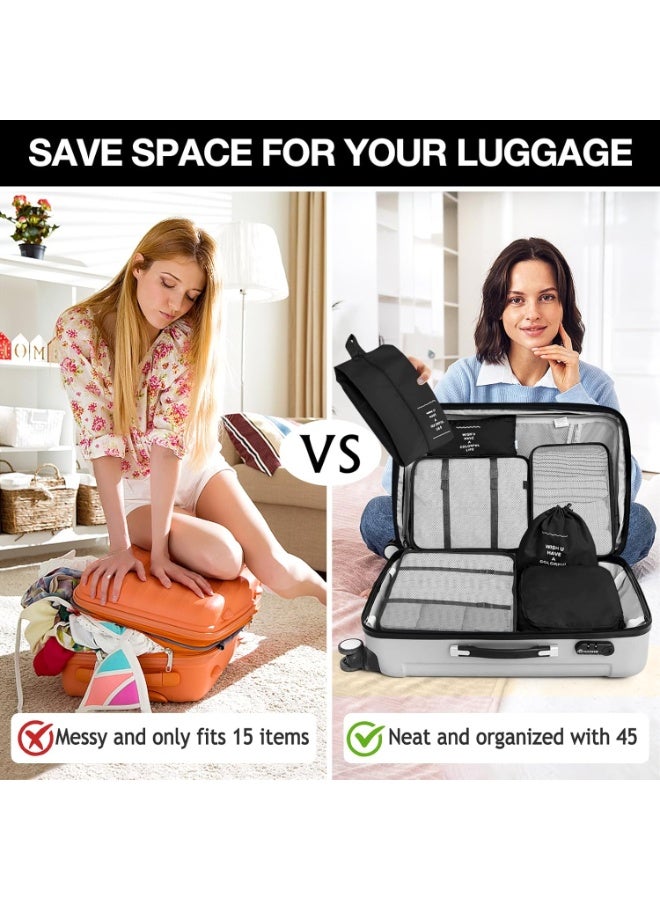 7 in 1 Travel Bag Organizer - Luggage Organization Cubes - Waterproof Packing Cubes - Clothes, Shoes and Cosmetics Organizer Bags for Travel and Trips (Black) - Image 4
