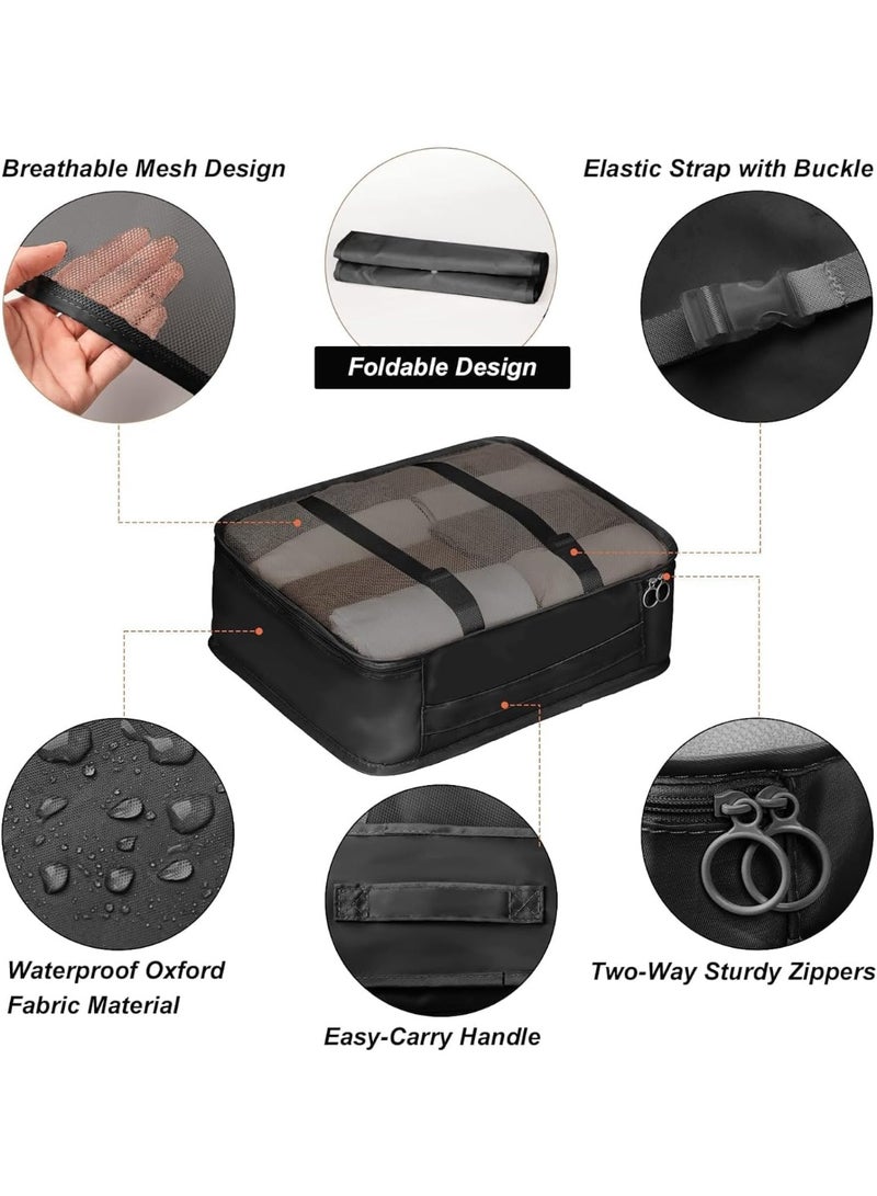 7 in 1 Travel Bag Organizer - Luggage Organization Cubes - Waterproof Packing Cubes - Clothes, Shoes and Cosmetics Organizer Bags for Travel and Trips (Black) - Image 2