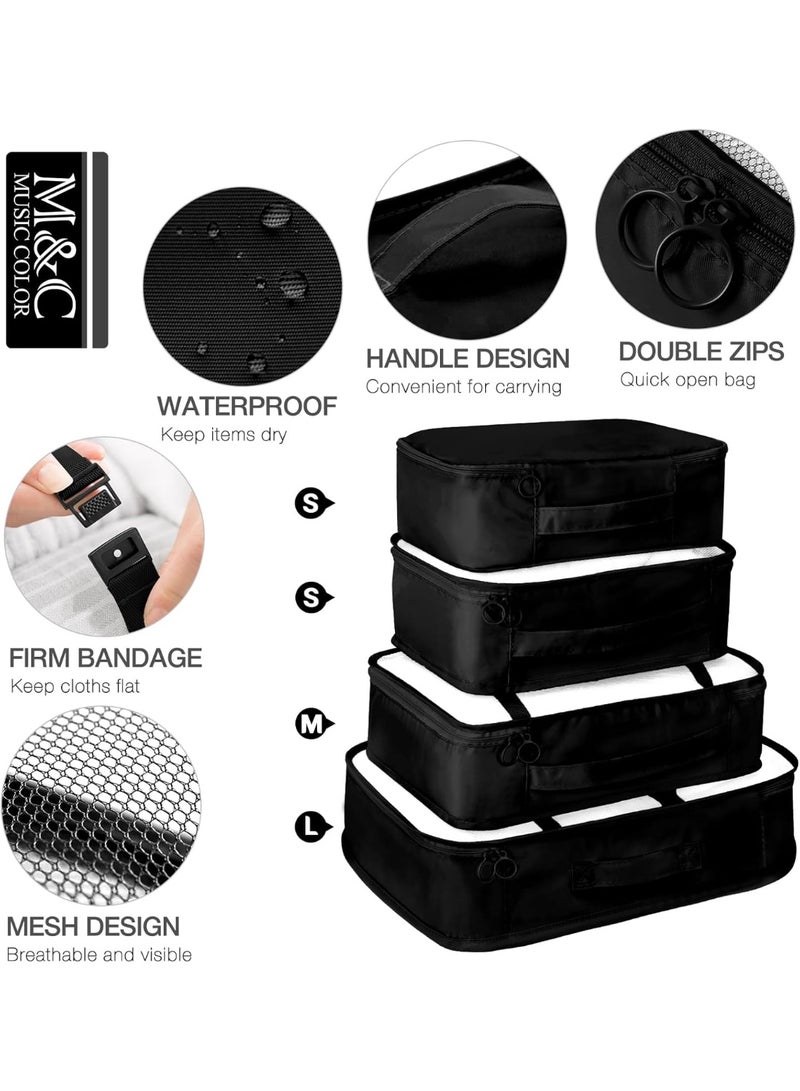 7 in 1 Travel Bag Organizer - Luggage Organization Cubes - Waterproof Packing Cubes - Clothes, Shoes and Cosmetics Organizer Bags for Travel and Trips (Black) - Image 5