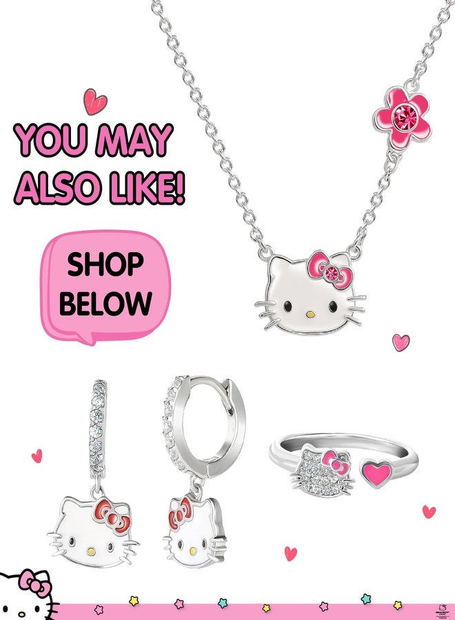 Hello Kitty Bracelet for Women with Flower Pendants 6.5" + 1", Silver Flash-Plated Sanrio Bracelet Officially Licensed - Image 3