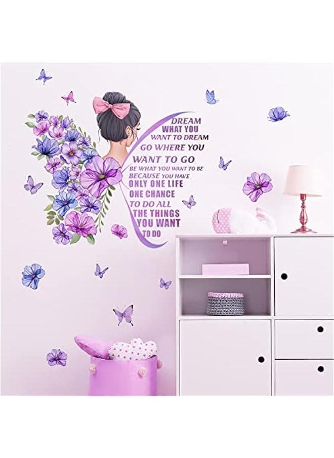 Generic Large erfly Wall Decals Inspirational Girl Wall Stickers Vinyl Peel and Stick Phrase for Women Girls Bedroom Living Room Office Bathroom Wall  - Image 1