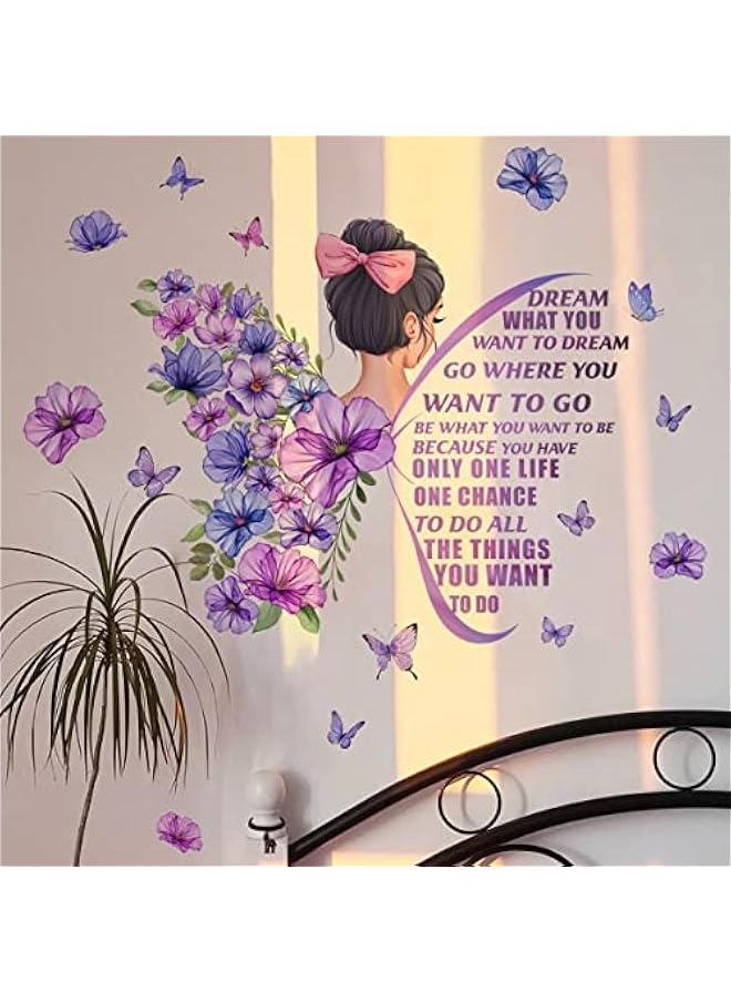 Generic Large erfly Wall Decals Inspirational Girl Wall Stickers Vinyl Peel and Stick Phrase for Women Girls Bedroom Living Room Office Bathroom Wall  - Image 2