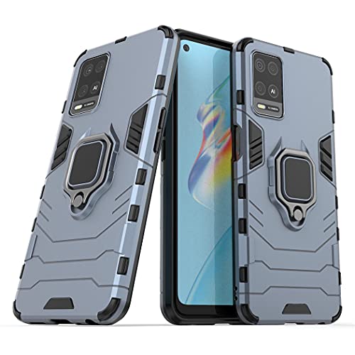 MaiJin Compatible with Oppo A54 4G, Oppo A55 4G Case, Metal Ring Grip Kickstand Shockproof Hard Bumper (Works with Magnetic Car Mount) Dual Layer Rugged Cover (Black) - Image 1
