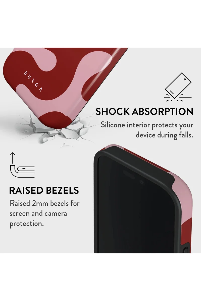 BURGA iPhone 16 Pro Max Case, 2 Piece Hard Shell + TPU Silicone Interior, Shock Absorption, All Port Accessible, Raised Bezel For Screen &amp; Camera Protection, Never Fading HQ Print,Flex