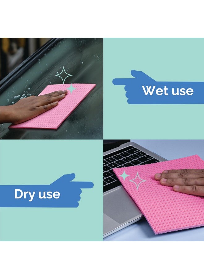 SWISH Swish Multi-Purpose Sponge Wipes (Pack of 3) | Reusable Kitchen Cleaning Sponge - 10x Absorbent | Multipupose Washable Sponge Wipes for Dry & Wet Use | Natural Cellulose Sponge Wipes for Kitchen  - Image 3