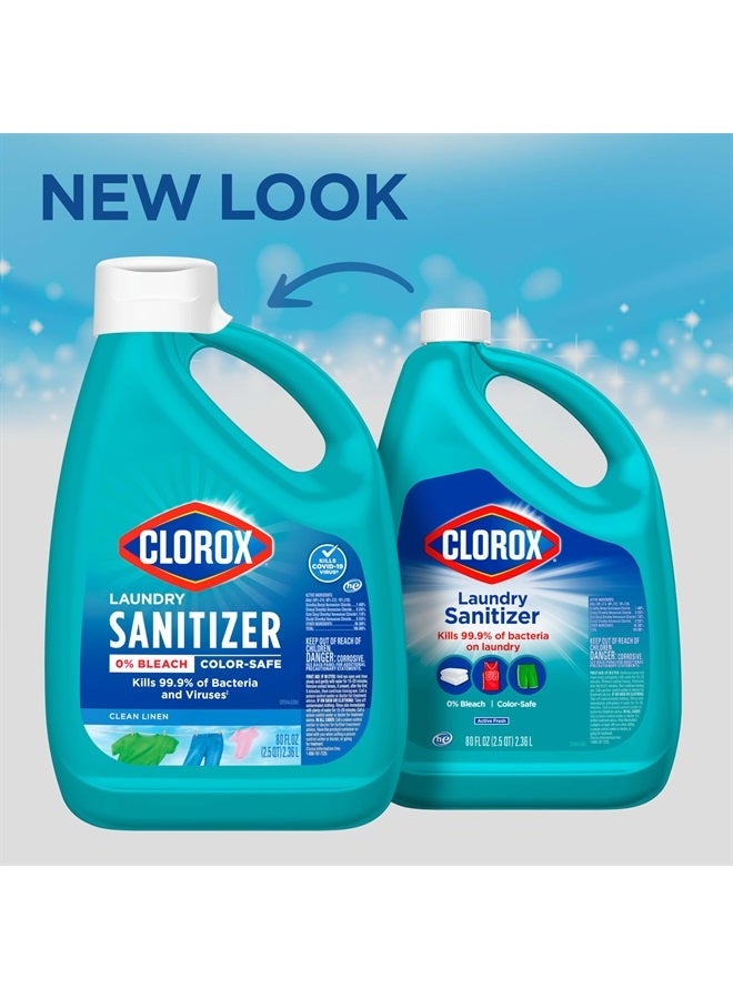 Clorox معقم الملابس، يقتل 99.9% من البكتيريا المسببة للرائحة على الملابس، 80 أونصة سائلة، عبوة من 2 - Image 2
