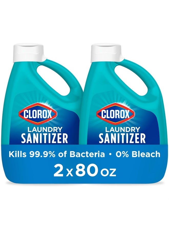 Clorox معقم الملابس، يقتل 99.9% من البكتيريا المسببة للرائحة على الملابس، 80 أونصة سائلة، عبوة من 2 - Image 1