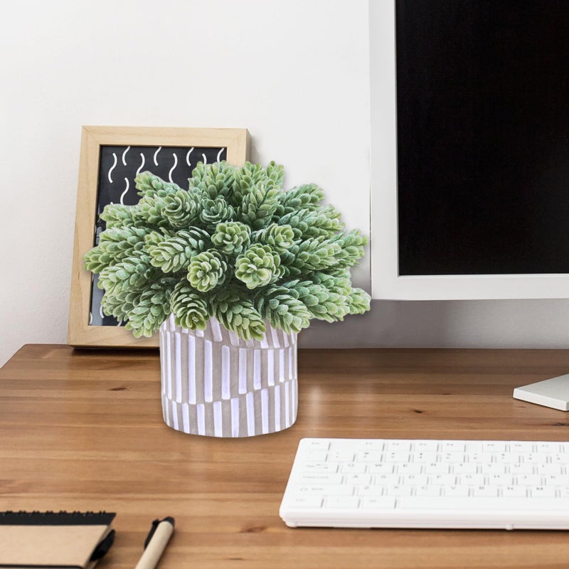 Winlyn Winlyn 3 Pack Small Faux Succulent Plants Fake String of Pearls Aloe Hops Succulents in Gray Geometric Concrete Pots Artificial Potted Plant for Office Desk Home Tabletop Windowsill Shelf Decor  - Image 4