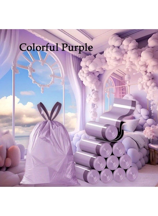 Generic 100pcs High Quality Plastic Drawstring Purple Garbage Bags | Colorful Garbage Bag, Suitable for Kitchen, Bathroom, Bedroom, Living Room, Home Use - Portable Trash  - Image 2
