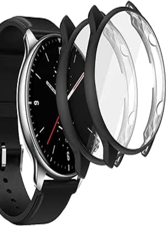 Next جراب Next store متوافق مع Amazfit GTR 2 / GTR 2E مع واقي شاشة، جراب واقٍ من الصدمات بإطار دائري كامل من مادة TPU الناعمة مع واقي شاشة (أسود)