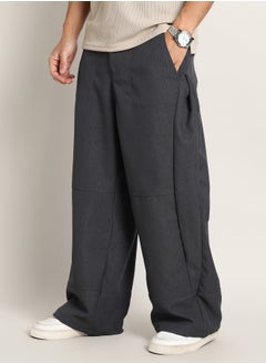 Campus Sutra Men's Charcoal Grey Panelled Baggy Cargo Trousers  - Image 1