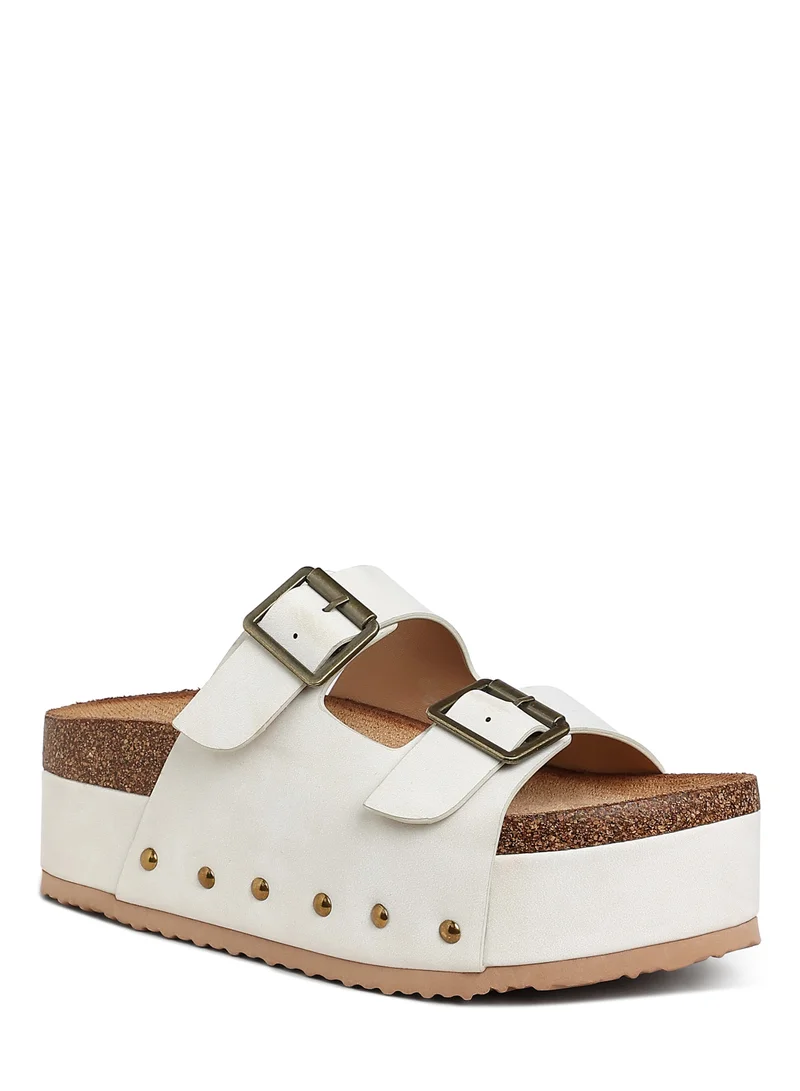 London Rag Studded Faux Leather Slip Ons in Off White