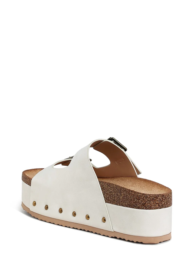 London Rag Studded Faux Leather Slip Ons in Off White