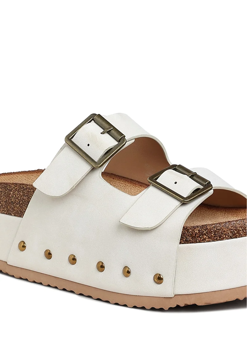 London Rag Studded Faux Leather Slip Ons in Off White