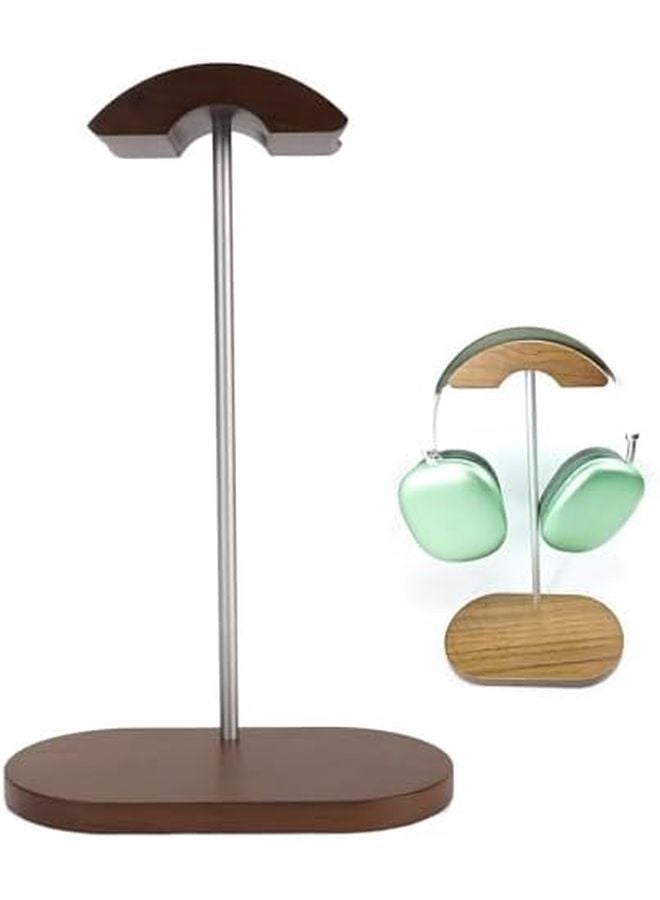 Walnut Aluminum Alloy Wood Gaming Headphone Stand Holder With Stable Base - Image 2
