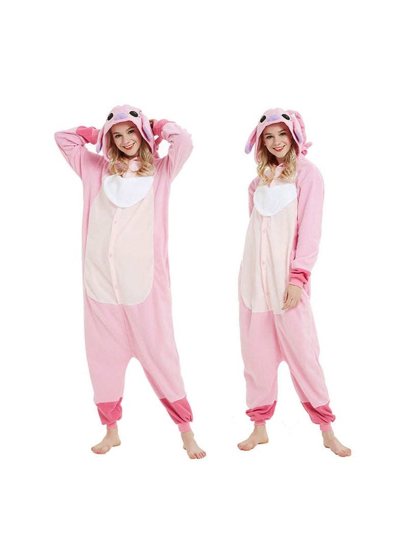 TAPIT Adult Animal Pajamas, Cartoon Cosplay Costumes, Adult Hoodie Animal Jumpsuit Pajamas Animal Outfit, Cartoon Costumes Party Wear (Pink - M) - Image 1