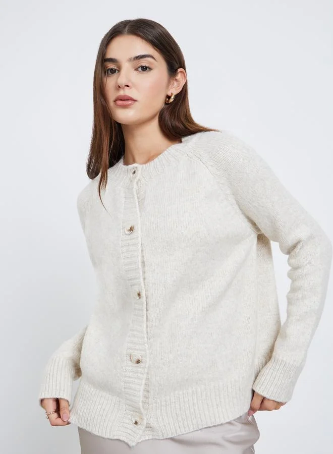 Styli Off White Buttoned Cardigan