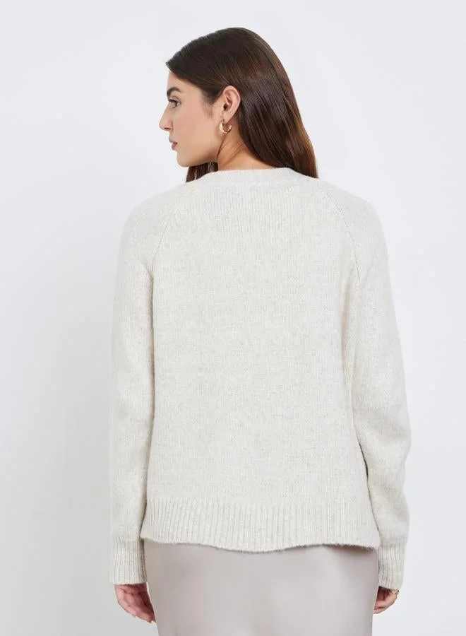 Styli Off White Buttoned Cardigan