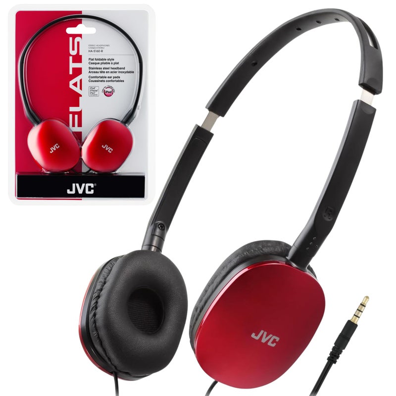 JVC Flats On-Ear Wired Headphones - Flat Foldable Design - 30mm Driver for Powerful Sound - Soft Ear-Pads for Comfort â€“ Steel Headband - Lightweight & Portable - PC/Laptop/Gaming - 3.5mm Slim Plug - Image 1