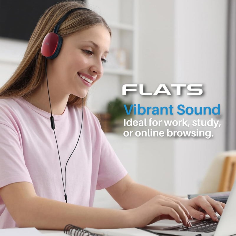 JVC Flats On-Ear Wired Headphones - Flat Foldable Design - 30mm Driver for Powerful Sound - Soft Ear-Pads for Comfort â€“ Steel Headband - Lightweight & Portable - PC/Laptop/Gaming - 3.5mm Slim Plug - Image 4