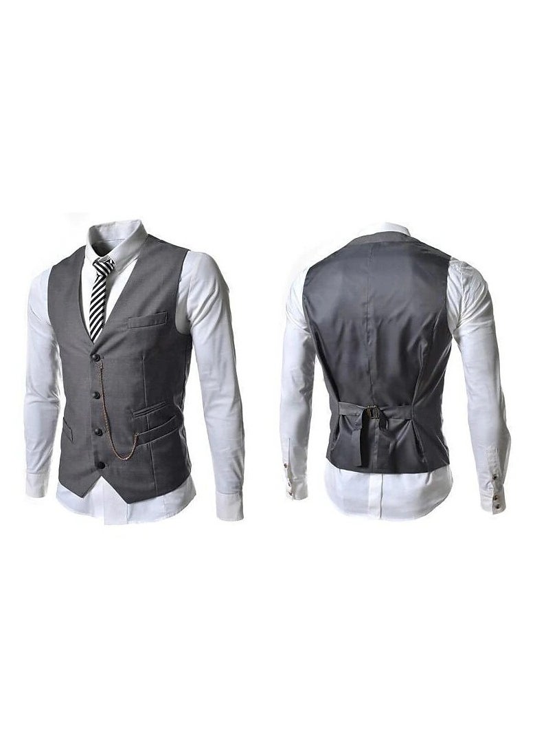 KUYING New Men's Retro V-Neck Fake Two Piece Vest  - Image 1