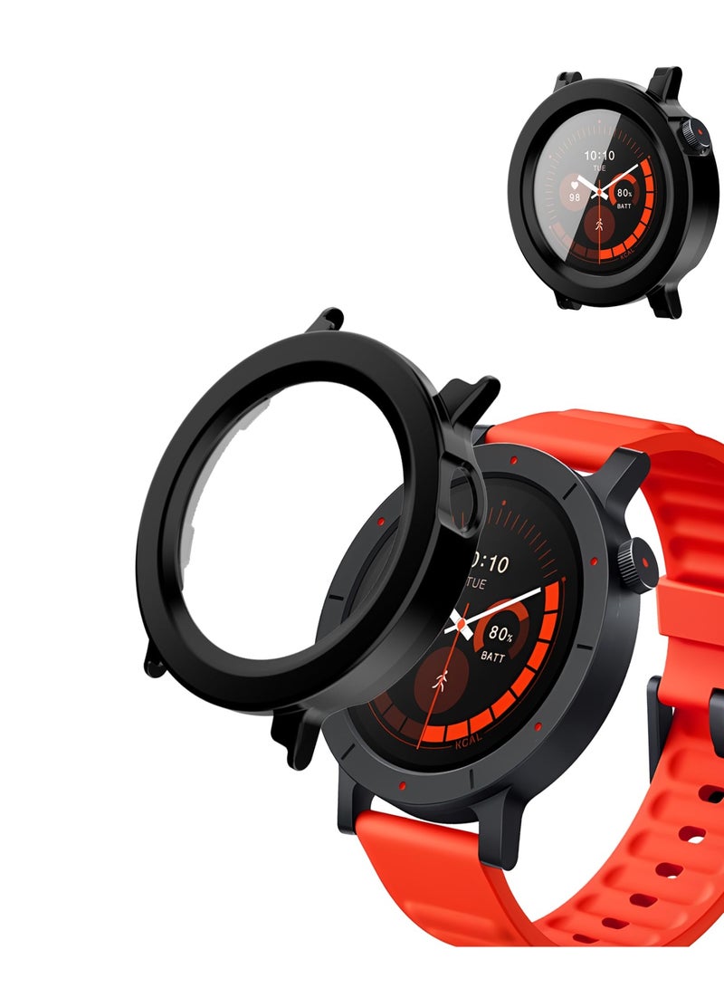 ChicVibe Case for CMF Watch 3 Pro, PC Shell+Tempered Glass Integrated Design, Anti Fall and Scratch Resistant, High-Definition and Transparent, Built-in 9H Tempered Glass Film, Hard PC, Easy to Install, Cover for NOTHING CMF Watch 3 Pro, Black - Image 1