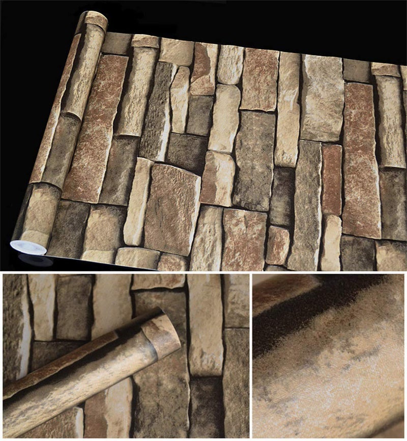 TUOKING Peel and Stick Stone Wallpaper Self-Adhesive Removable Wallpaper Home Decoration for Bedroom, Kitchen 17.7 in x 32 ft, Stone Brick - Image 4