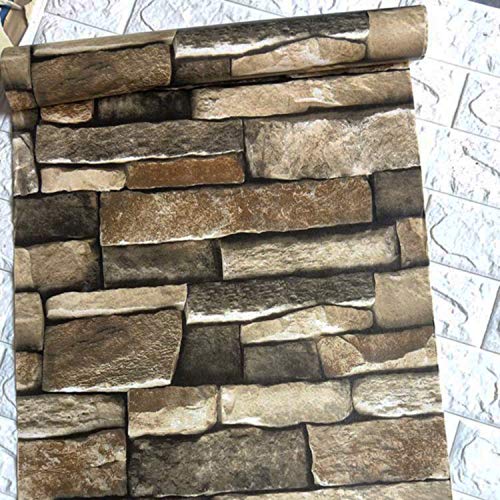 TUOKING Peel and Stick Stone Wallpaper Self-Adhesive Removable Wallpaper Home Decoration for Bedroom, Kitchen 17.7 in x 32 ft, Stone Brick - Image 5
