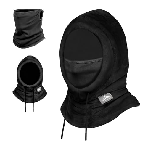 GXCROR Balaclava Ski Mask for Men & Women - Windproof Thermal Fleece Face Mask with Neck Gaiter for Skiing, Snowboarding Black - Image 1