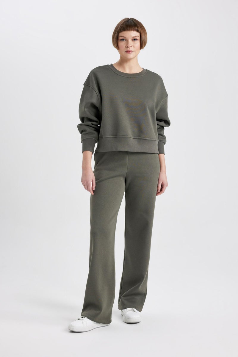 DeFacto Woman Straight Fit With Pockets Basic Thick Sweatshirt Fabric Trousers - Image 1