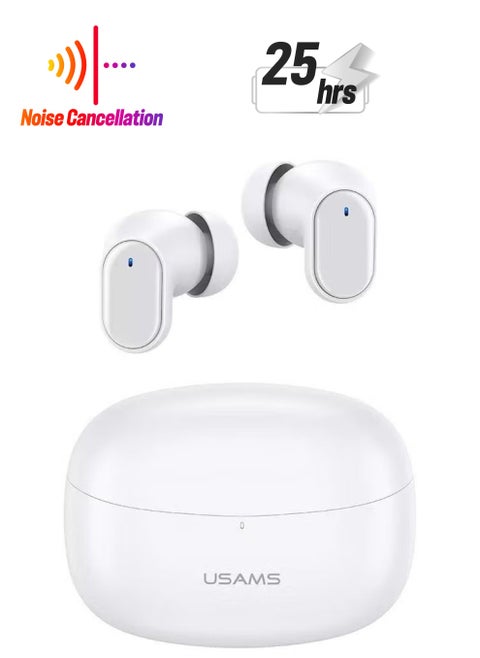 Wireless Bluetooth Headset BT 5.1 TWS Noise Reduction Low-Latency Gaming Headphone with Charging Case White