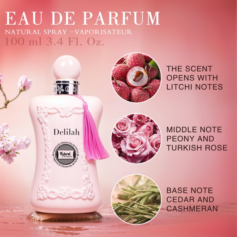 Hybrid & Company Delilah Compelling Captivating Fragrance For Women Floral Scent Womens Perfume, 3.4 Fl Oz - Image 2