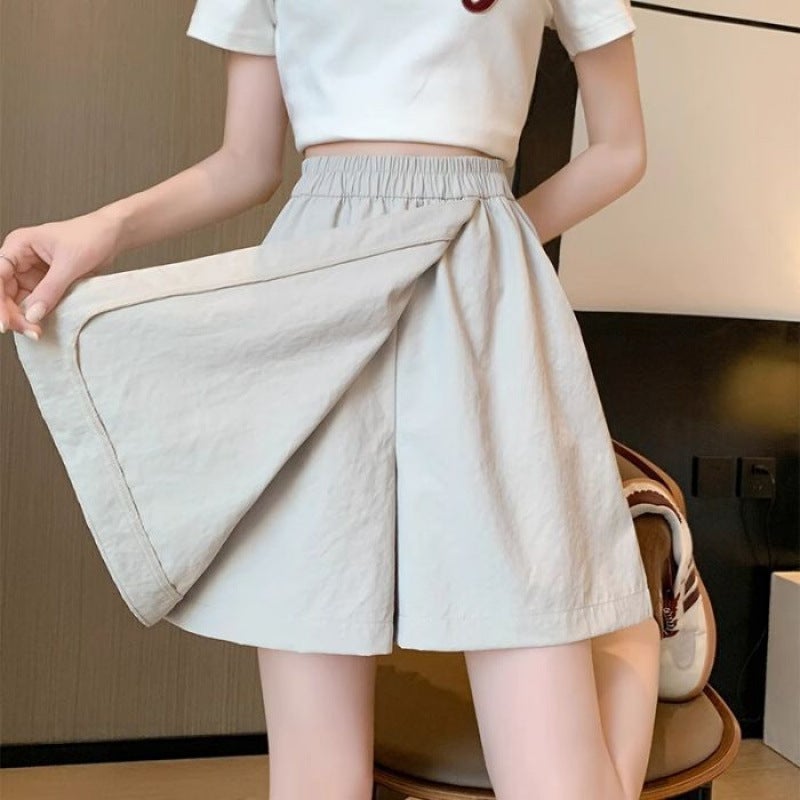 Navy Blue Workwear Skirt Women'S Summer Thin High Waist A- Line Wide Leg Slimming Yamamoto Quick-Dry Short Pants Skirt - Image 4