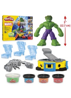 Play-Doh Marvel Hulk Smash & Squish Kids Playset with Bendy Action Figure and Accessories, Imagination Toys for Boys and Girls 4 and Up  - Image 3