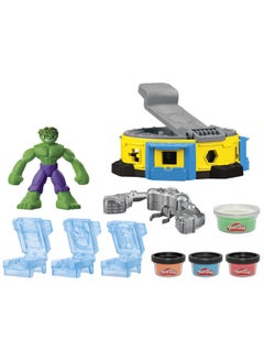 Play-Doh Marvel Hulk Smash & Squish Kids Playset with Bendy Action Figure and Accessories, Imagination Toys for Boys and Girls 4 and Up  - Image 2