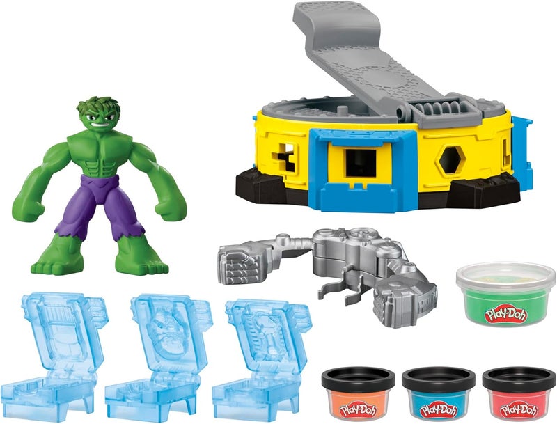 Play-Doh مجموعة ألعاب أطفال مارفل هالك سماش وسكويش مع تمثال عمل مرن وإكسسوارات، ألعاب خيال للصبية والفتيات من 4 سنوات وما فوق - Image 2